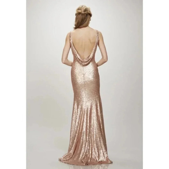 NWT BHLDN x Theia Gemma Sequin Maxi Dress Rose Gold Formal Prom Gown 0 - Picture 4 of 10